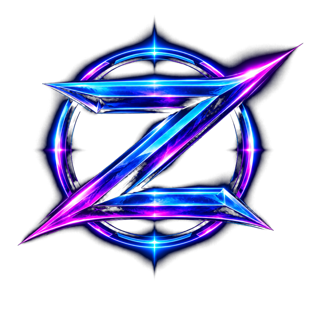 Zandory neon blue and purple Z artist logo